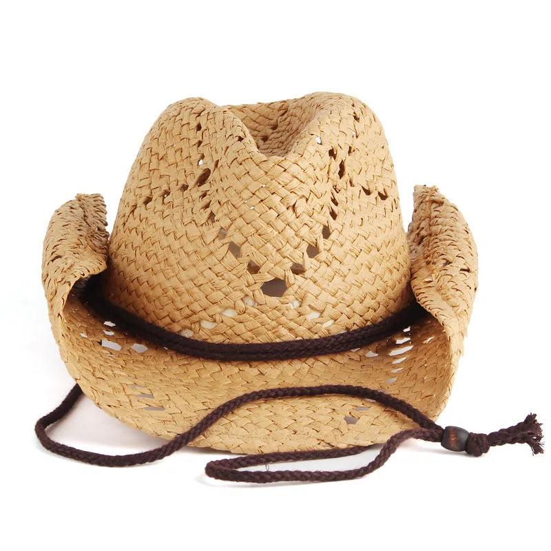Ready to Ship Wholesale Men & Women Paper Straw Cattle Man Cowboy Hat Beach Sun Cowgirl Hat Women's With Rolling up Brim