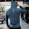 Men Running Shirt Man Long Sleeve Hooded Gym  Fitness Training T-shirt Quick Dry Breathable Sports Sweatshirts