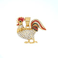 New Hip Hop Fashion Accessories Stainless Steel Gold Plated Dripping Glue Full Diamond Rooster Pendant