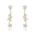 Luxury 925 Sterling Silver Rose Gold Plated CZ Long Flower Drop Earrings for Women for Parties Gifts Manufacturer Direct Sales