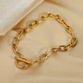 Chunky Choker Necklaces Unisex Chic 6mm Wide Stainless Steel 18k Gold Plated Linked Chain Bracelet Toggle Clasp O Chain Necklace