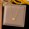 Valentine's Day 18K Gold Plated Flower Post Stud Earrings Stainless Steel Cute Daisy Flower Necklace for Women Girls