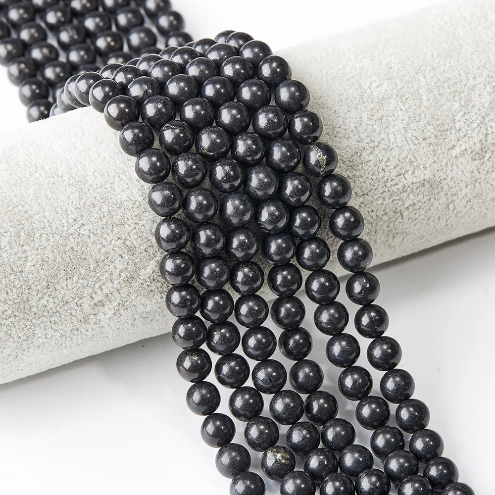 High-Grade 8mm Shungite Round Loose Beads Natural Stone DIY Bracelet & Necklace Accessories Wholesale