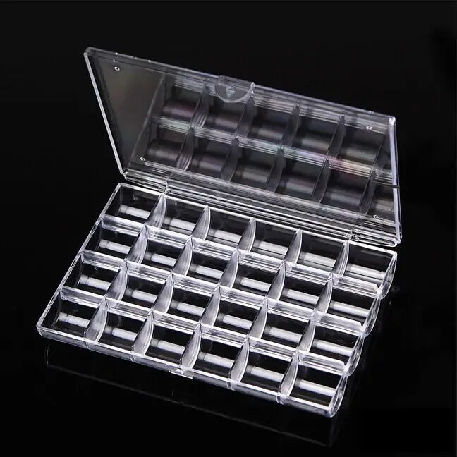 Professional Double Solid Plastic 24 Grids Translucent Rectangle Storage Case for Gems Jewelry Rhinestones Acrylic Nail Empty
