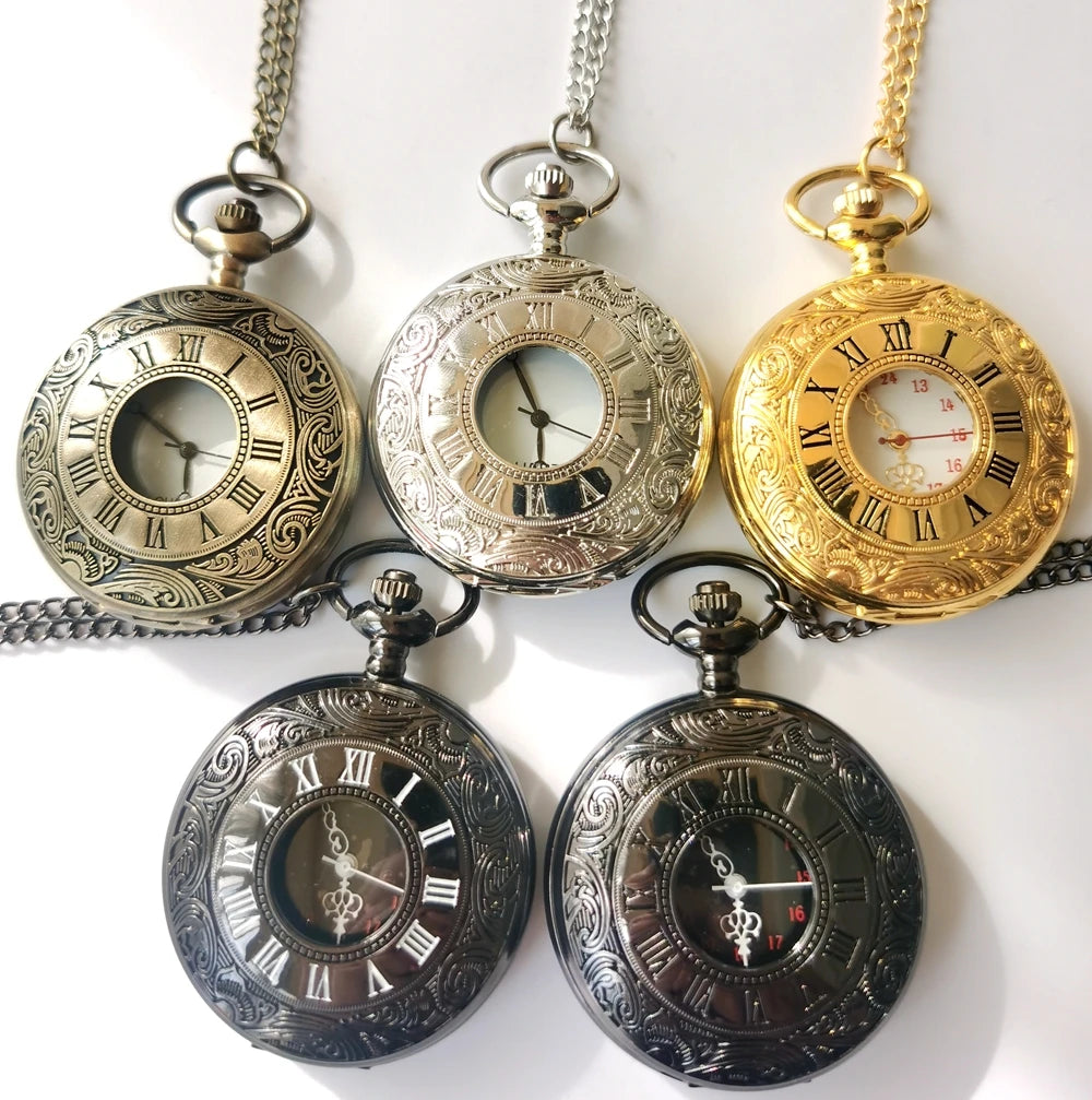 Hot Selling Classic Antique Vintage Alloy Case Quartz Roman Number Pocket Watches