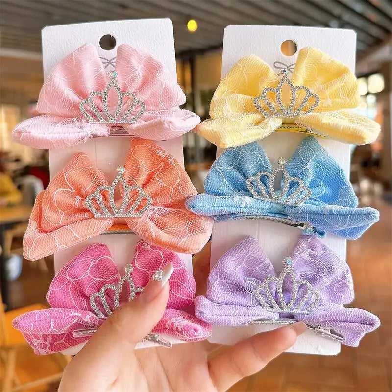 Glitter Bow Girls Hair Accessories Crown Princess Hair Clip for Girls