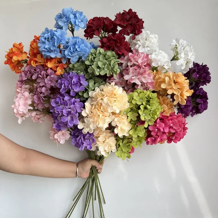 Simulation Wedding Decoration Silk 5 Head Hydrangea Flowers Arch Road Lead Home Artificial Flower Single Hydrangea Real Touch