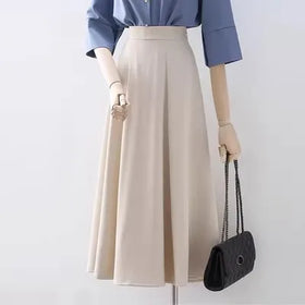 S-XL Professional Minimalist A-Line Skirt High Waisted Commuting Mid-Length Casual Style Breathable