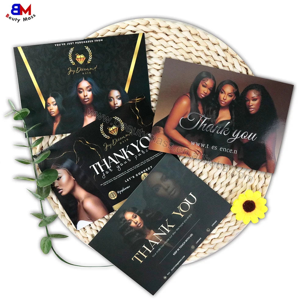 Custom Thank You Cards Personalized Beauty Black Thank You Card for Small Business
