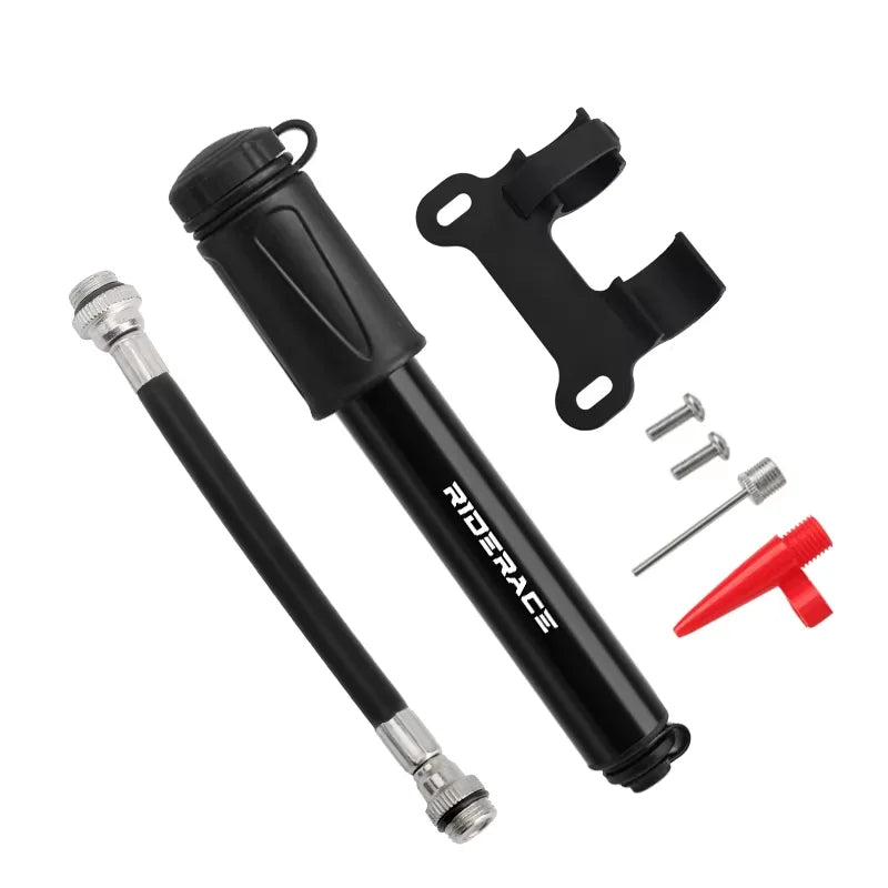 RIDERACE Portable Mini Bike Pump Schrader Presta Valve MTB Road Bicycle Tire Inflator Hand Air Ball Needle Hose Pump Cycling