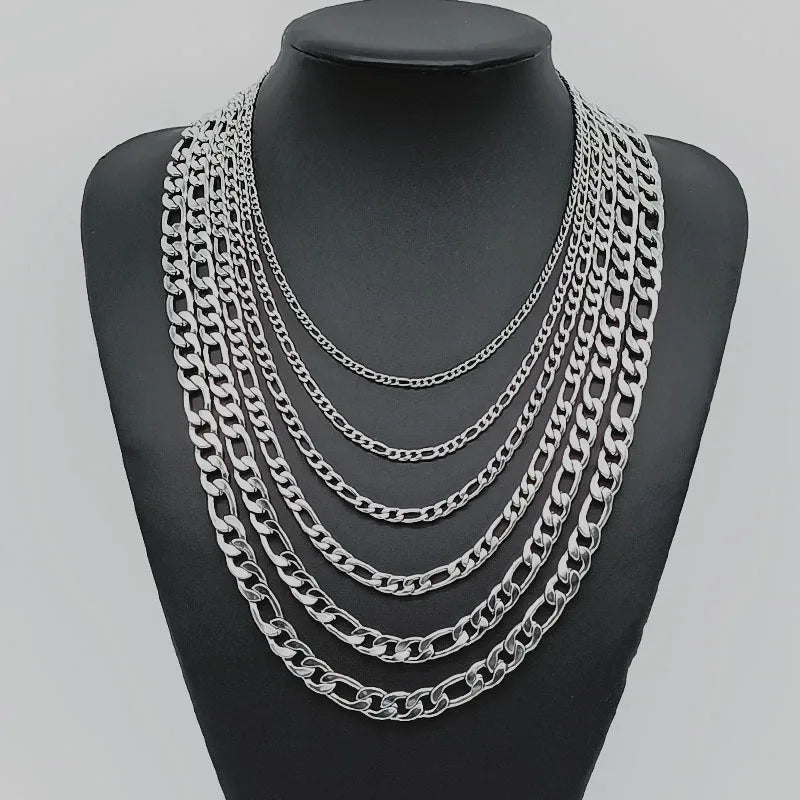Stainless Steel NK 3:1 Chain Men's and Women's Jewelry Sideways Flattened With Chain Clavicle Chain Sliver Cuban Chian for Men