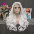 Celebrity White Color Drag Queen Cosplay 28 Inch Heat Friendly Synthetic Lace Front Wig