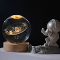 Creative Gift 3D Art Crystal Ball Lamp LED Wooden Base Luminous Crystal Ball Decoration Solar System Crystal Ball Night Light