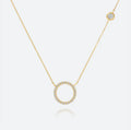 Factory Wholesale Customized Gold Plated S925 Silver Circle Pendant Solitaire Bezel CZ Aftergrow Necklace for Women