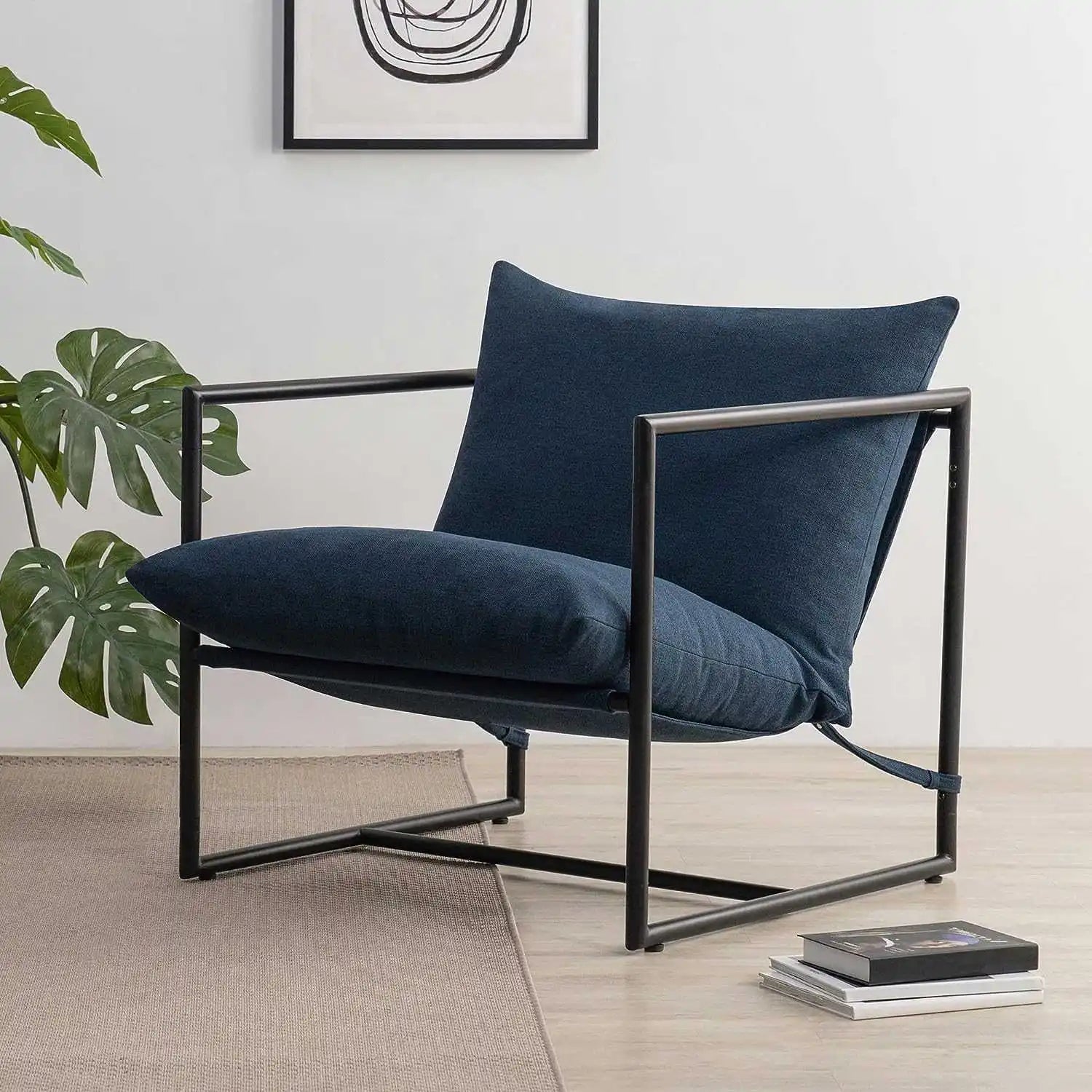 European Design Double-Sided Cozy Lounge Chair Comfortable Living Room Metal Frame Armchair Convertible Extendable Soft Foam