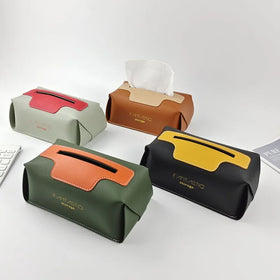 Home Decorative Faux Leather Rectangular Tissue Box Cover Creative Toilet Tissue Paper Container Holder