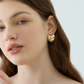 Silverbene Fashion Jewelry Wholesale Trendy Minimalist Women Big Heart Stud Sterling 925 Silver Chunky Earring