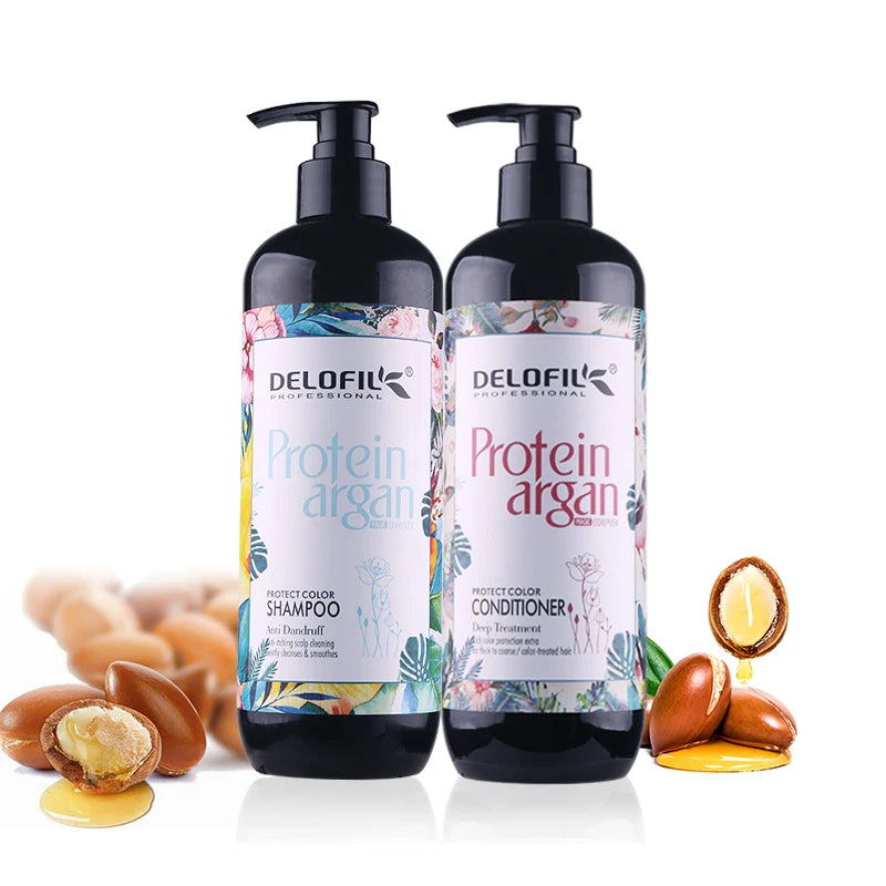 For Organic Color Protect Sulfate Free Argan Oil Anti-Dandruff 2-in-1 Shampoo & Conditioner Set for Dry Damaged Hair