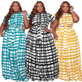 Q7189 Hot Sale Plus Size Womens Clothing Two Piece Set Skirt Bandage Print Women Two Piece Set Skirt