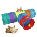 Cat Toy Tunnel Cat Play Dodge Tunnel Foldable Rainbow Triple Tunnel Pet Cat Cave