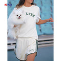 Women Clothing Wholesale Custom Tee Shirts Short Sets Knitted Cotton Two Piece T Shirt and Shorts Set Women