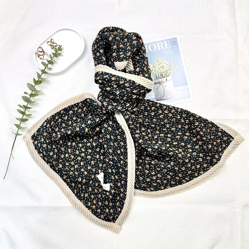 New Small Floral Digital Printing Ready to Wear Scarf for Women Hijab Wrapped Medium Length Shawl