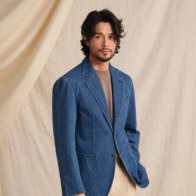 100% Cotton Italian Denim Suit Jacket for Men Men's Washable Casual Vintage Suit High Quality Eco-friendly Suits for Men