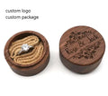 Custom logo Rustic Jewelry Box Walnut Small Rotating Jewelry Wedding Engagement Wood Wooden Hexagon Ring Box