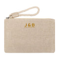 Eco Natural Style Canvas Zipper Pouch Bag Wrist Strap Makeup Toiletry Travel Organizer Bag Gift with Logo
