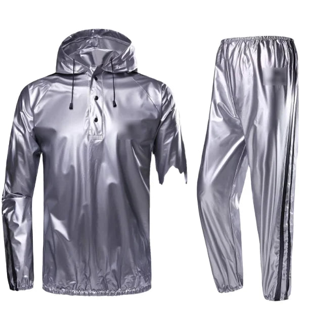 Silver Decorative Strips Sweat-inducing Fashionable Black Pvc Sauna Clothes Slimming and Body-building Sports Sweat Clothes