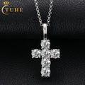 Bling Iced Out Mens Women Jewelry Gift 925 Sterling Silver Christian Pendant 4mm VVS Moissanite Cross Pendant Necklace