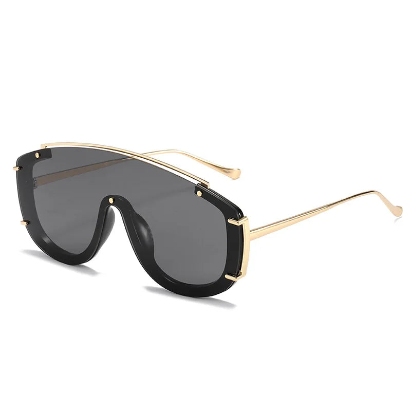 Rimless Oversized Square One Piece Women Sun Glasses Retro Men Outdoor Shades UV400 Sunglasses