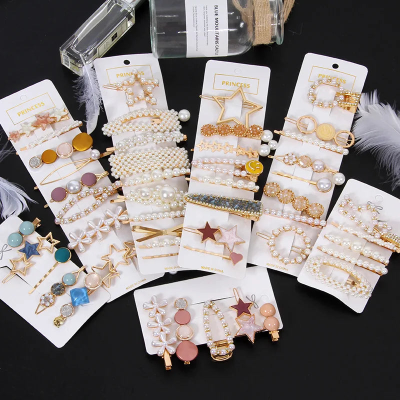Pearl Hair Clip Set for Women Hair Pins Girls Hair Accessories Color Silver Pearl Alligator Clips Hairgrips