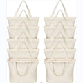 Natural Custom Medium Tote Bag with Zipper Adjustable Buckle Reusable Canvas Grocery Bag Cotton Handles Plain Shopping Totes