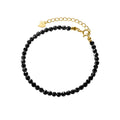 Dainty Black Obsidian Bracelet 925 Sterling Silver 3mm Faceted Hematite Healing Intention Bracelet for Women