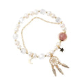 Dark Grey Pearl Beaded Bracelet Classic Style Gold Hawaiian Plumeria Wave Traditional Heirloom Brass Bangle