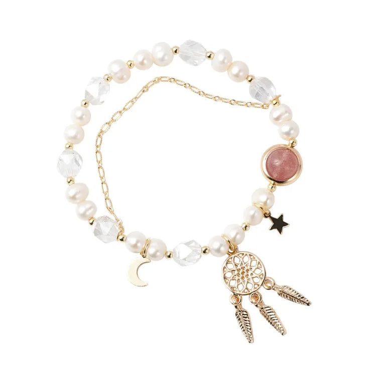 Dark Grey Pearl Beaded Bracelet Classic Style Gold Hawaiian Plumeria Wave Traditional Heirloom Brass Bangle