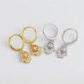 Luxury 18k Gold 925 Sterling Silver Devil Palm Hamsa Hand Zircon Stud Earrings for Women