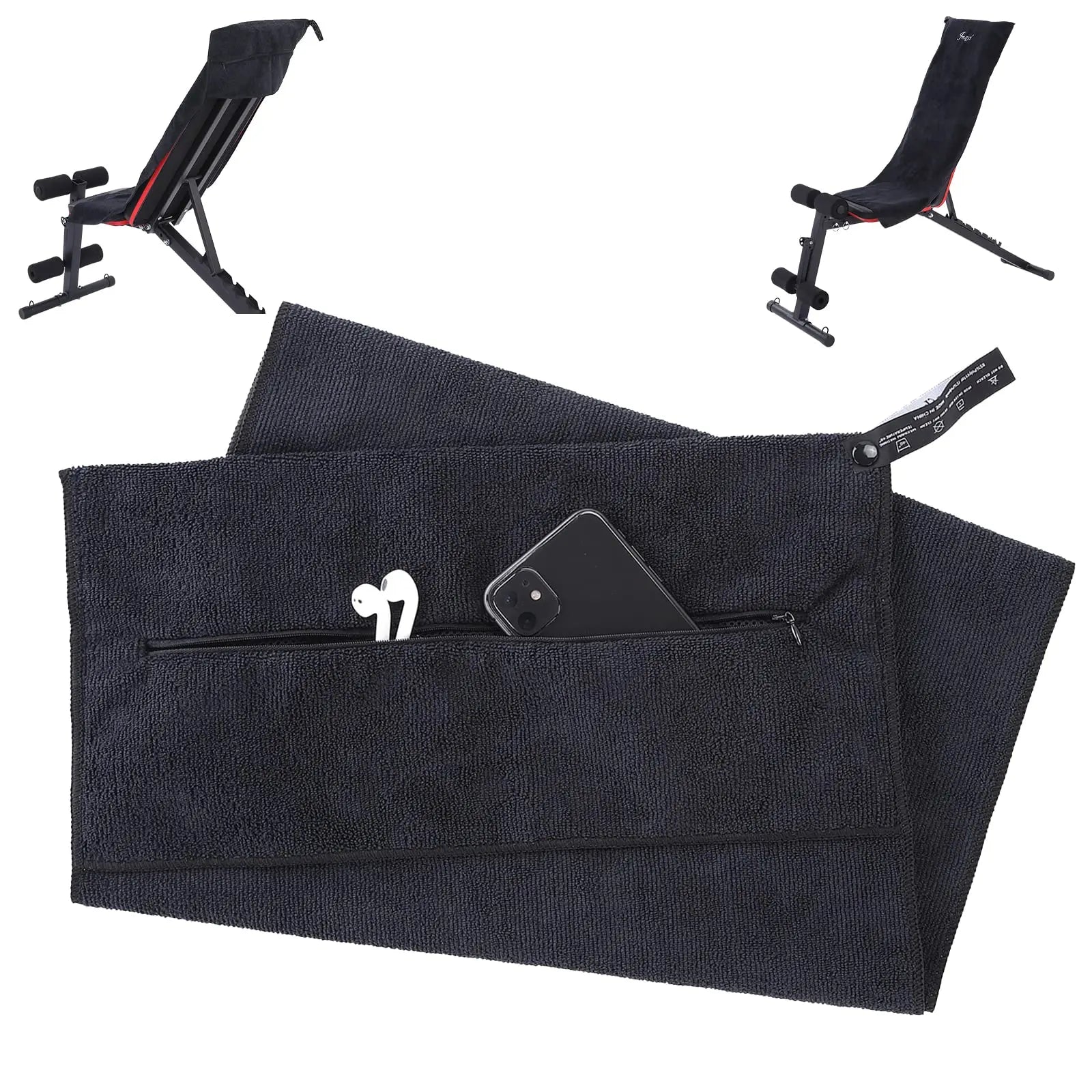 Custom Printed Logo Sweat Towel with Pocket Quick-dry Microfiber Sports Fitness Towel Super Absorbent