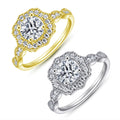 Exquisite Rhodium Gold Plated Weeding Band Ring Set Sparking Cubic Zircon S925 Sterling Silver Fashion Diamond Rings