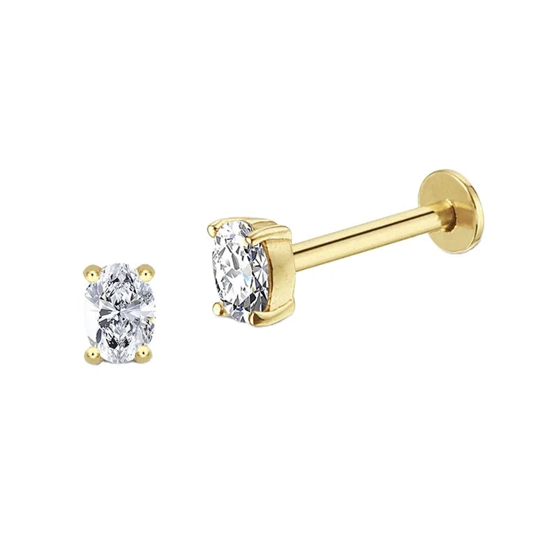 Rainbowking New Fashion S925 Sterling Silver Diamond Stud Earrings Cute Simple Gold Plated Jewelry for Weddings and Engagements