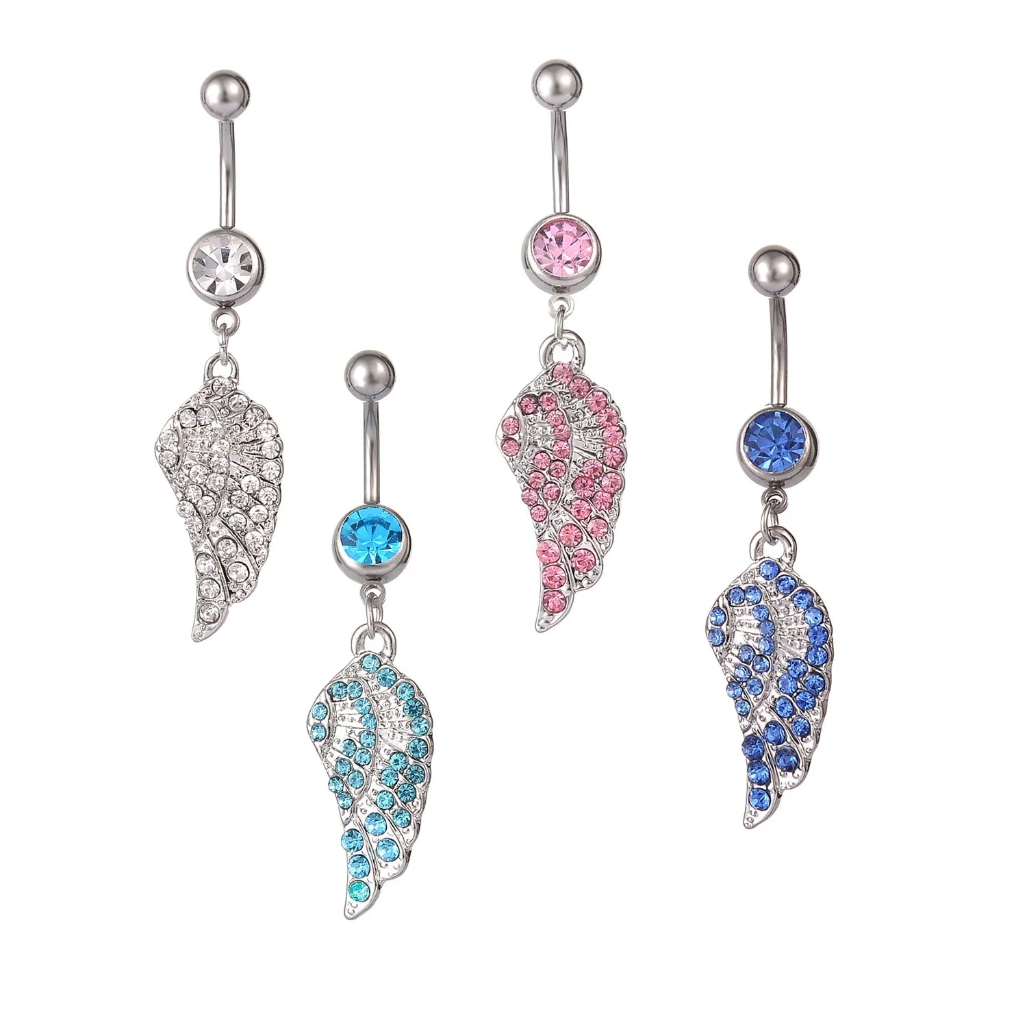 New Arrival Angel Wing Belly Button Ring Fashion Piercing Jewelry Wholesale Crystal Single Wing Belly Rings