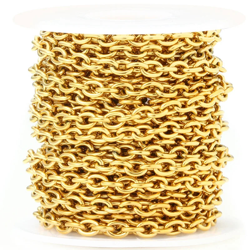 Stainless Steel O Cross Chain for DIY Jewelry Vacuum Furnace Internal Plating Gold for Fashionable Necklace Bracelet Accessories