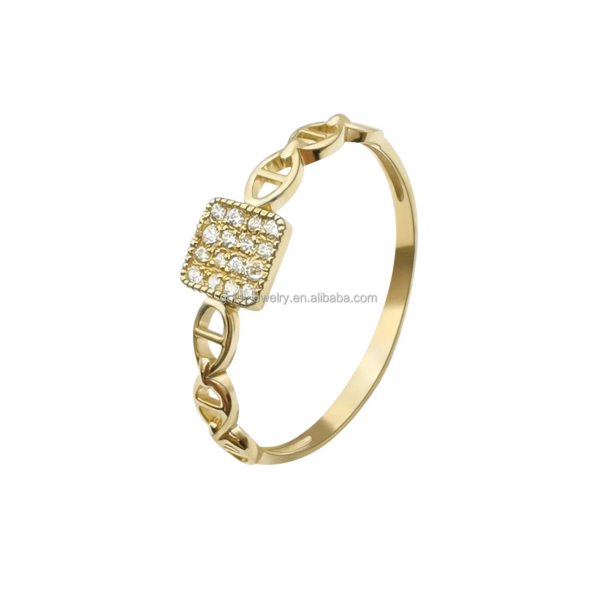 9k Pure Yellow Gold Finger Zircon Ring Women's Jewelry Wholesale Trade Assurance