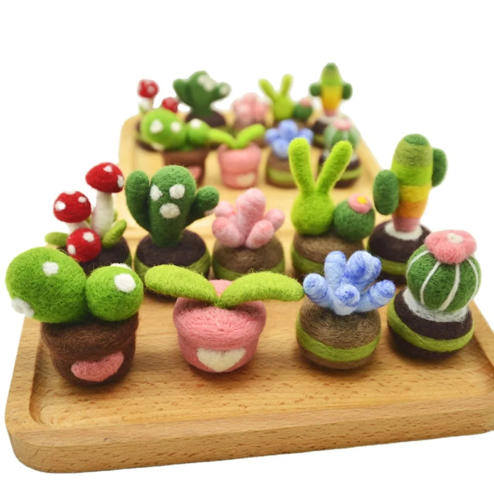 Custom Folk Art Handmade Succulent Plants DIY Felt Crafts Manufacturer Factory Private Label Logo OEM ODM Service Needle Felting