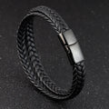Fashion Stainless Steel Magnetic Clasp Bracelets Handmade Braided Multi Layer Genuine Leather Bracelet Unisex Friendship Jewelry