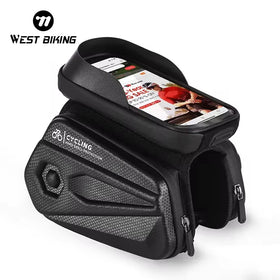 WEST BIKING Durable Reflective Large Portable Bike Bicycle Front Tube Frame Bag Waterproof Travel Cycling Touch Screen Phone