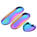 Color Stainless Steel Heart Rhinestones Beads Crystal Storage Nail Art Sorting Trays Dish