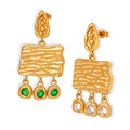 Bohemia Baroque Style Trendy Hypoallergenic Jewelry 18k Gold Plated Stainless Steel Rectangle Shape Tassels Cz Earrings