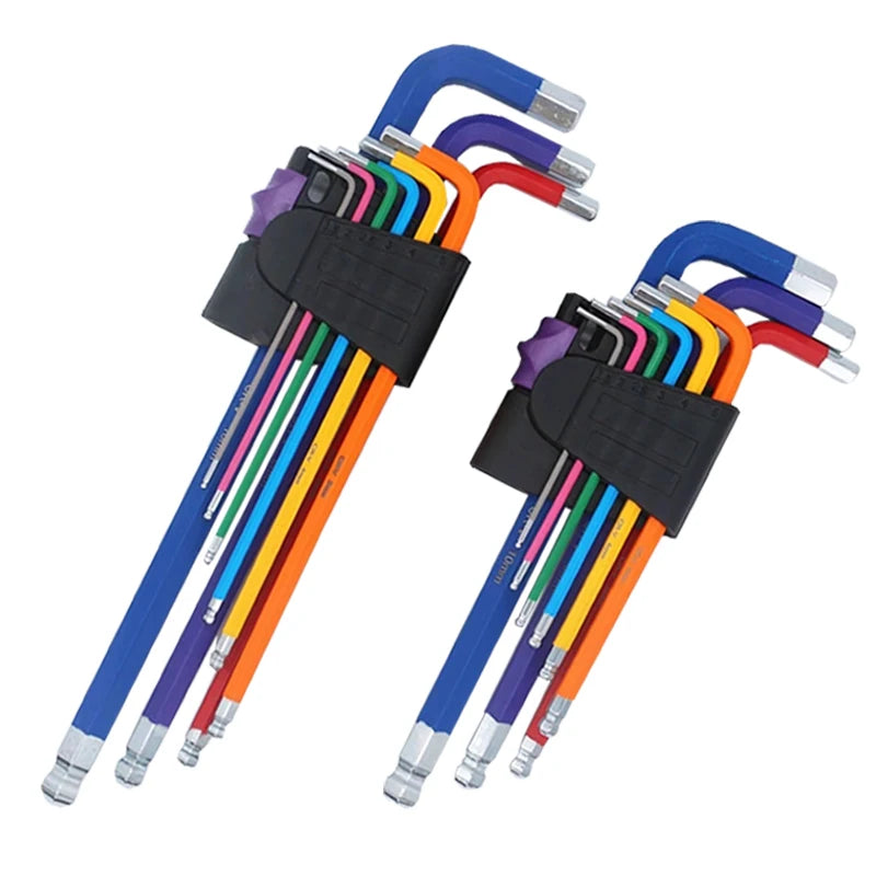 Color Coded Ball-end Hex Allen Key L Wrench Set Torque Long Metric With Sleeve Hand Tools Bicycle Accessories
